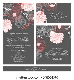 Wedding invitation, thank you card, save the date cards. Wedding set. RSVP card