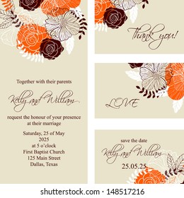 Wedding invitation, thank you card, save the date cards. Wedding set. RSVP card