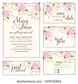 Wedding invitation, thank you card, save the date cards. Wedding set. RSVP card