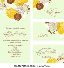 Wedding invitation, thank you card, save the date cards. Wedding set. RSVP card