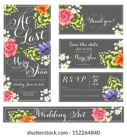 Wedding invitation, thank you card, save the date cards. Wedding set. RSVP card