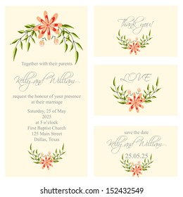 Wedding invitation, thank you card, save the date cards. Wedding set. RSVP card