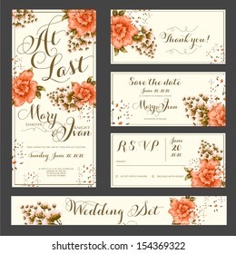 Wedding invitation, thank you card, save the date cards. Wedding set. RSVP card