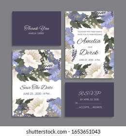 Wedding invitation, thank you card, save the date cards. Wedding set. RSVP card