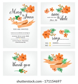 Wedding invitation, thank you card, save the date cards. Wedding set. RSVP card