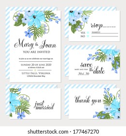 Wedding invitation, thank you card, save the date cards. Wedding set. RSVP card