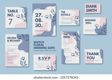 Wedding invitation, thank you card, save the date cards. Wedding set. RSVP card