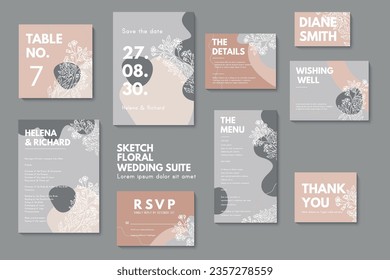 Wedding invitation, thank you card, save the date cards. Wedding set. RSVP card