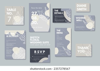 Wedding invitation, thank you card, save the date cards. Wedding set. RSVP card