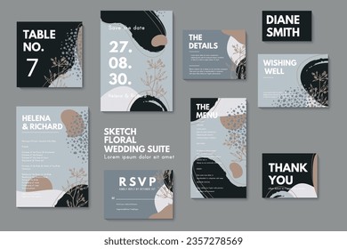 Wedding invitation, thank you card, save the date cards. Wedding set. RSVP card