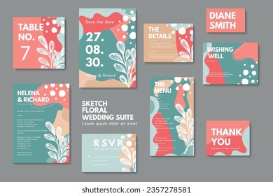 Wedding invitation, thank you card, save the date cards. Wedding set. RSVP card