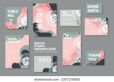 Wedding invitation, thank you card, save the date cards. Wedding set. RSVP card