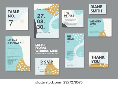 Wedding invitation, thank you card, save the date cards. Wedding set. RSVP card