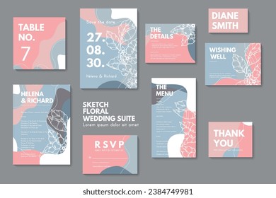 Wedding invitation, thank you card, save the date cards. Wedding set. RSVP card