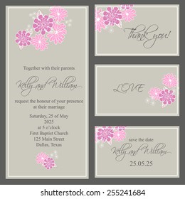 Wedding invitation, thank you card, save the date cards. Wedding set. RSVP card
