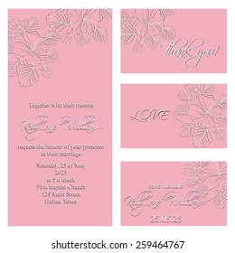 Wedding invitation, thank you card, save the date cards. Wedding set. RSVP card