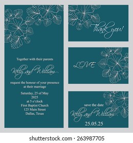 Wedding invitation, thank you card, save the date cards. Wedding set. RSVP card