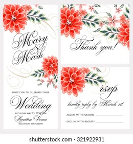 Wedding invitation, thank you card, save the date cards. Wedding set. RSVP card