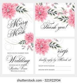 Wedding invitation, thank you card, save the date cards. Wedding set. RSVP card