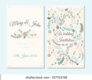 Wedding invitation, thank you card, save the date cards. Wedding invitation, baby shower, menu, flyer, banner template. 