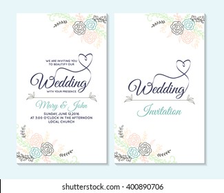 Wedding invitation, thank you card, save the date cards. Wedding invitation, baby shower, menu, flyer, banner template.