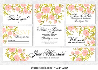 Wedding invitation, thank you card, save the date cards. Wedding set. RSVP card