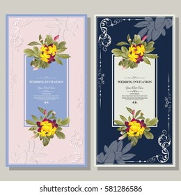 Wedding invitation, thank you card, save the date card. Wedding invitation, menu, flyer, banner template,vector illustration.