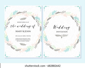 Wedding invitation, thank you card, save the date card. Wedding invitation, baby shower, menu, flyer, banner template with calligraphy, confetti, background. Elegant luxury mandala wedding invitation.