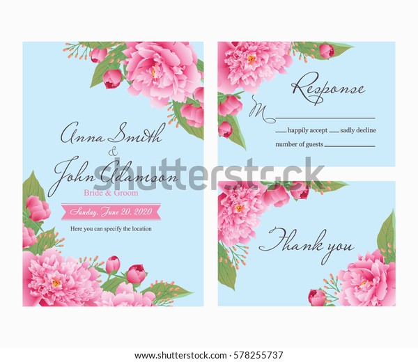 Wedding Invitation Thank You Card Save Stock Vector Royalty Free