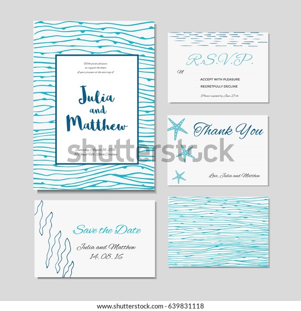 Wedding Invitation Thank You Save Date Stock Vector Royalty Free