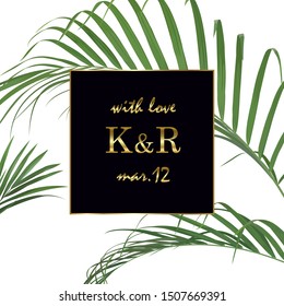 Wedding invitation with tropical leaves