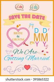 Wedding invitation typography. Vector illustration