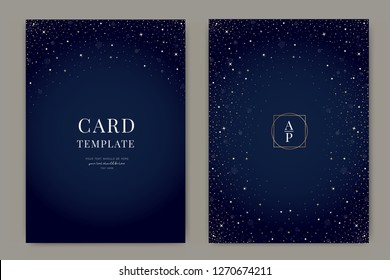Wedding Invitation, universe invite thank you, rsvp modern card Design in little star light in the sky, space Vector elegant rustic template