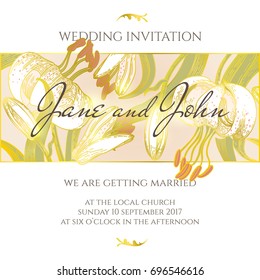 Wedding invitation vector design template. 