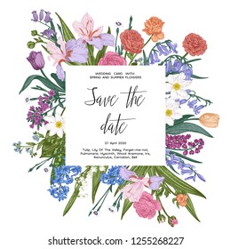 Wedding invitation. Vector floral vintage illustration. 