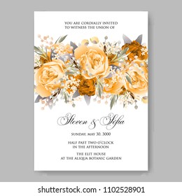 Wedding invitation vector template card Beautiful soft orange peach peony vintage background flowers bouquet for birthday card bridal shower baby shower invites congratulations and celebrations party