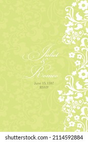 Wedding invitation vector template with floral ornament