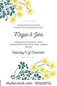Wedding invitation vector template. Floral frame ornament card design