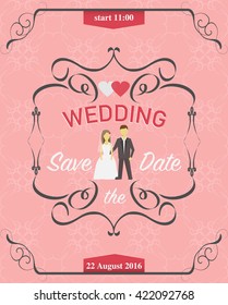 wedding invitation, vector vintage patterns save the date frame background