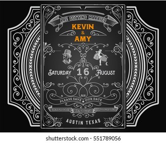 Wedding invitation vintage card.