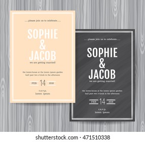 Wedding invitation vintage card, Wedding invitation card, Freehand drawing on the chalkboard, Wedding invitation set design template.