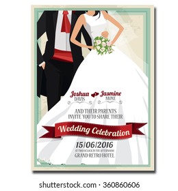 Wedding invitation vintage design elements