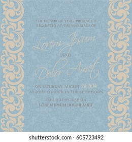 Wedding Invitation with vintage floral element.