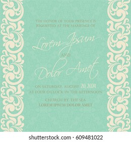 Wedding Invitation with vintage floral element.