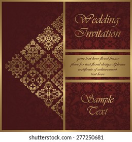 Wedding invitation with vintage pattern. Original decoration. Beauty card, modern invitation                          