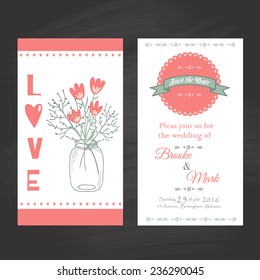 wedding invitation in vintage style. bright retro ornament is perfect for the original design of wedding cards, invitation to a party or a greeting card. vector