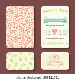 wedding invitation in vintage style. bright retro ornament is perfect for the original design of wedding cards, invitation to a party or a greeting card. vector