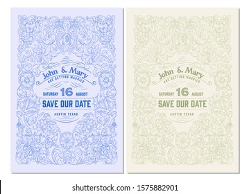 Wedding invitation. Vintage style with floral ornaments