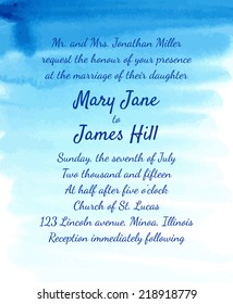 Wedding Invitation with watercolor background. Template Wedding invitations or announcements