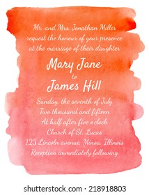 Wedding Invitation with watercolor background. Template Wedding invitations or announcements